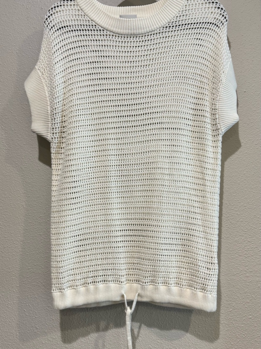 Varley White Open-Knit Short Sleeve Pullover